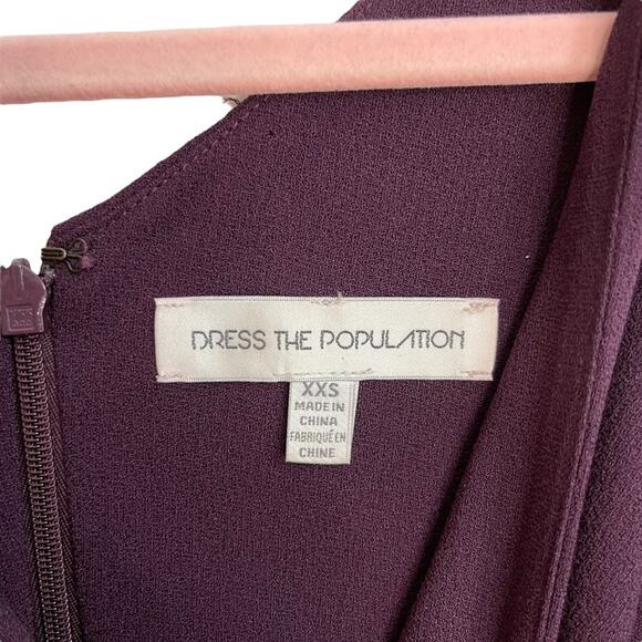 Dress The Population Lyla Purple Burgundy Plunging Sleeveless Bodycon Dress - Picture 5 of 9